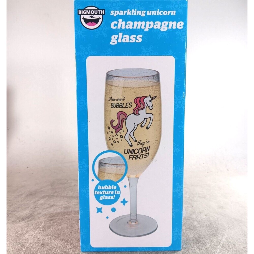 Sparkling Unicorn NEW 16 oz Champagne Glass Unicorn Farts by Big Mouth Inc.